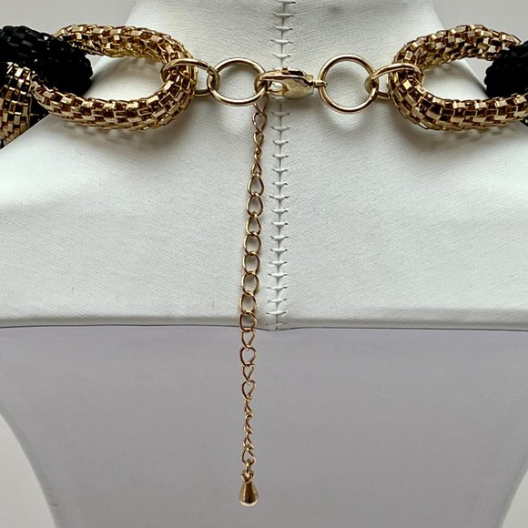 ❣️NEW❣️Debenhams Deco Rustic Mesh Oval Link Statement Collar Necklace Multi Tone - Picture 5 of 8